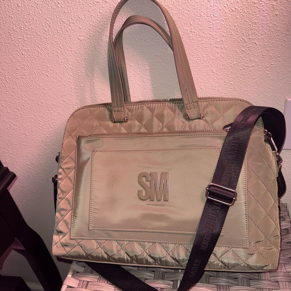 Steve Madden Tan Quilted Laptop Bag